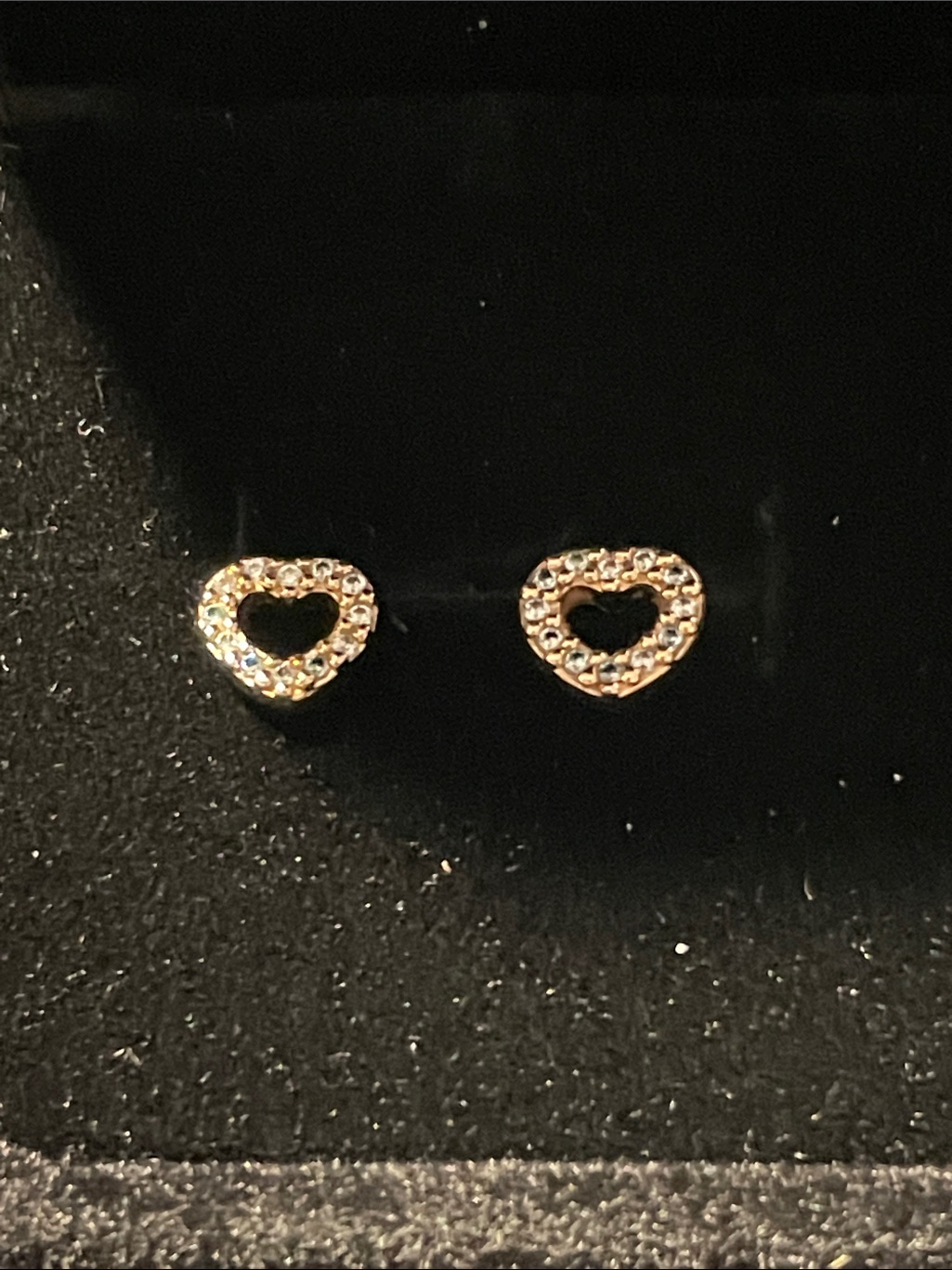 Pandora Open Heart Overlay Gold Heart Pave Earrings Marked Ale Met